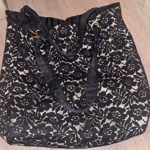 Victoria's Secret Black Floral Lace Carry Bag